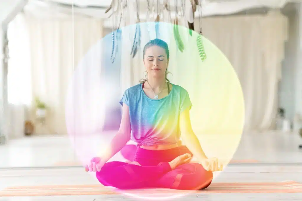 Woman doing aura healing