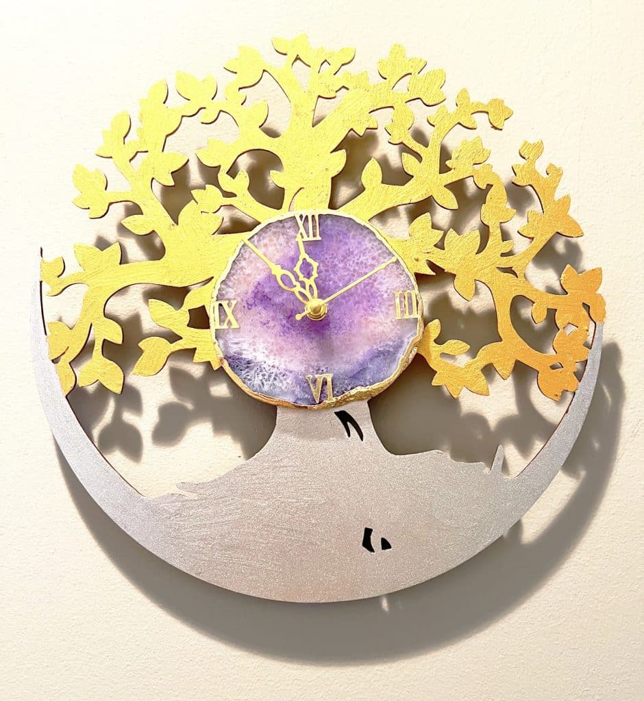 Purple Onyx Crystal Clock