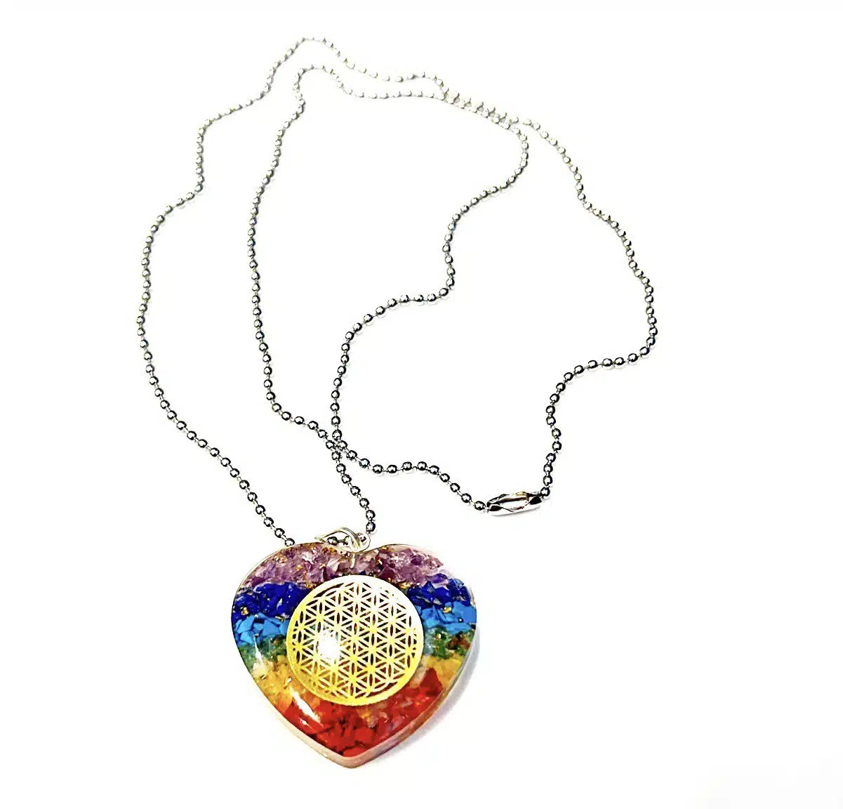 7 Chakra Heart-Shaped Orgone Pendant