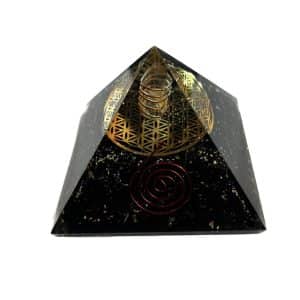Black Tourmaline Orgone Pyramid with flower of life