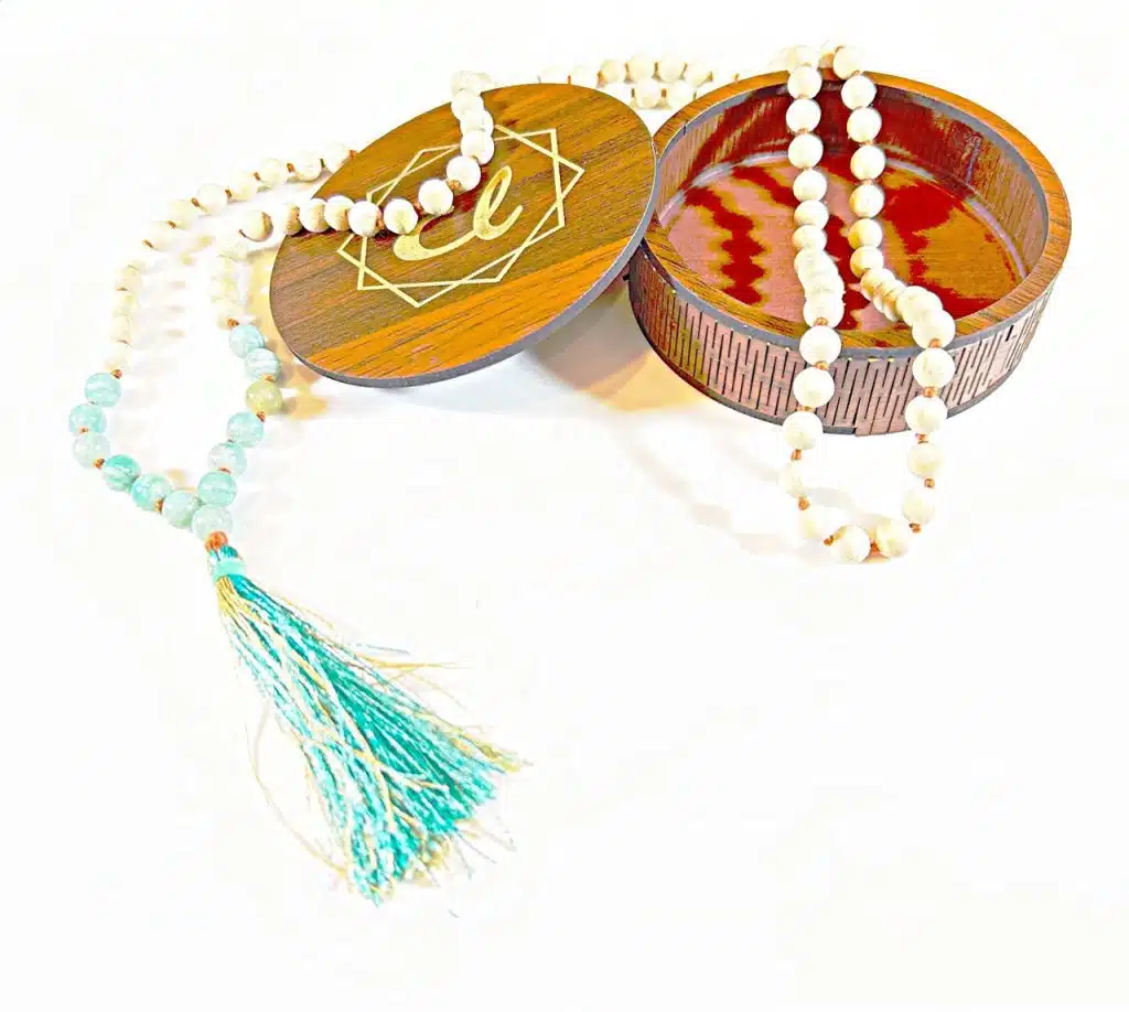 Amazonite-Whitewood Jap Mala Necklace