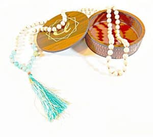 Amazonite-Whitewood Jap Mala Necklace